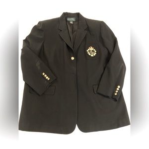 Lauren Ralph Lauren wool blazer, large crest, GUC